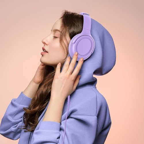 ADOOPE Wired Over-Ear Headphones with USB C Connector, Hi-Fi Stereo Sound, Noise-Isolating Ear Cups, Comfortable Fit for USB C Devices (Purple, with Bag) by ADOOPE - Used condition - Image 7