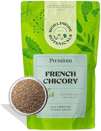 Worldwide Botanicals French Chicory Root, 1 Pound - Brew Like Coffee, Blend Roasted Chicory Root With Coffee, Prebiotic, Acid Free, Caffeine Free, Kosher