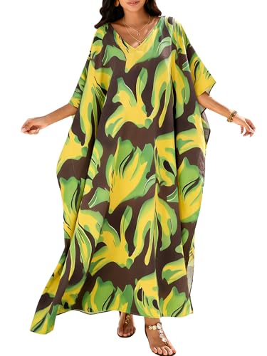 Image of Moss Rose Kaftan Dresses for Women Summer Swimsuit Cover up Caftan Dress