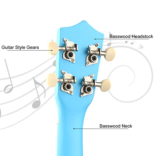 Image of LXS Soprano Ukulele Ukulele for Beginners - 21 inch Small Guitar Ukulele with Gig Bag, Standby String, Picks and Primary Tutorial (Blue)