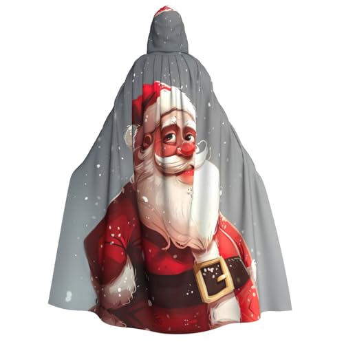 Cape à capuche costume sorcière adulte EdWal avec imprimé Père Noël dessin animé