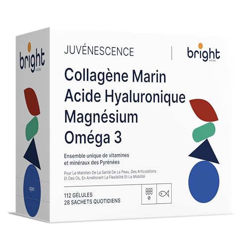 Gestion de l’Âge | Collagène Marin, Acide Hyaluronique, Magnésium Chélaté et Oméga-3-4 Compléments dans 1 Pack pour Santé de la Peau, des Articulations et le Bien-être | 28 Doses Quotidiennes