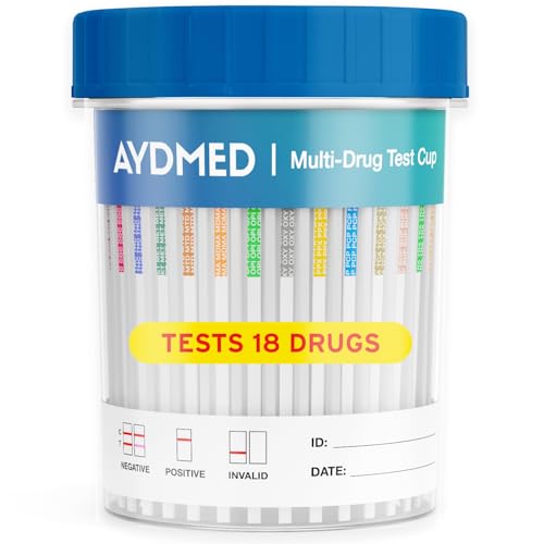 1 x AYDMED Expert 18-in-1 Rapid Drug Test Cup | Urine Drug Test | Test for Cannabis, Cocaine, Ecstasy, Amphetamines, Ecstasy, Opiates, Ketamine, Methadone and 10 Other Common Drugs of Abuse
