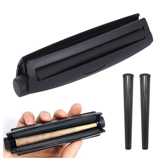 Machine à rouler pour joints, cigarettes, 110 mm, avec 2 tubes de rangement de cigarettes (noir)