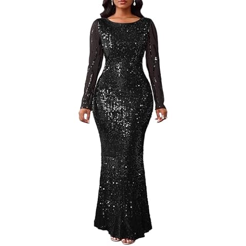 VERWIN Women's Sparkly Bodycon Mermaid Dress Cover