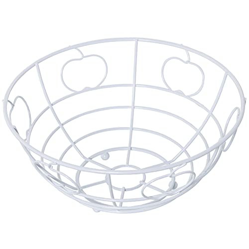 Frutta rotonda con mele in metallo 24x12cm bianco