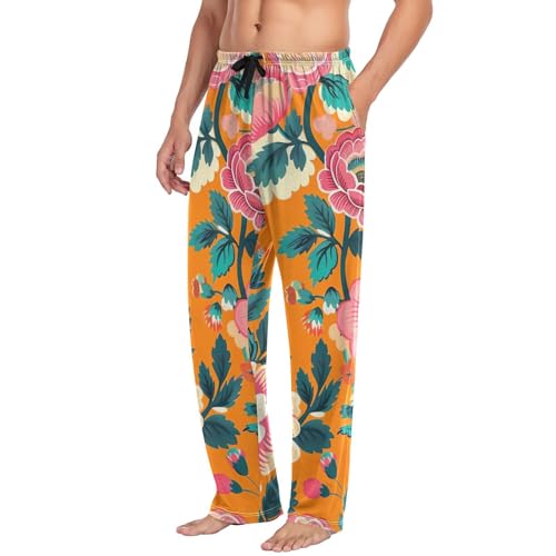 Men's Pajama Pants Aesthetic Mature Flowers Sleep Pajama Lounge Pant with Pockets, Elastic Waistband4