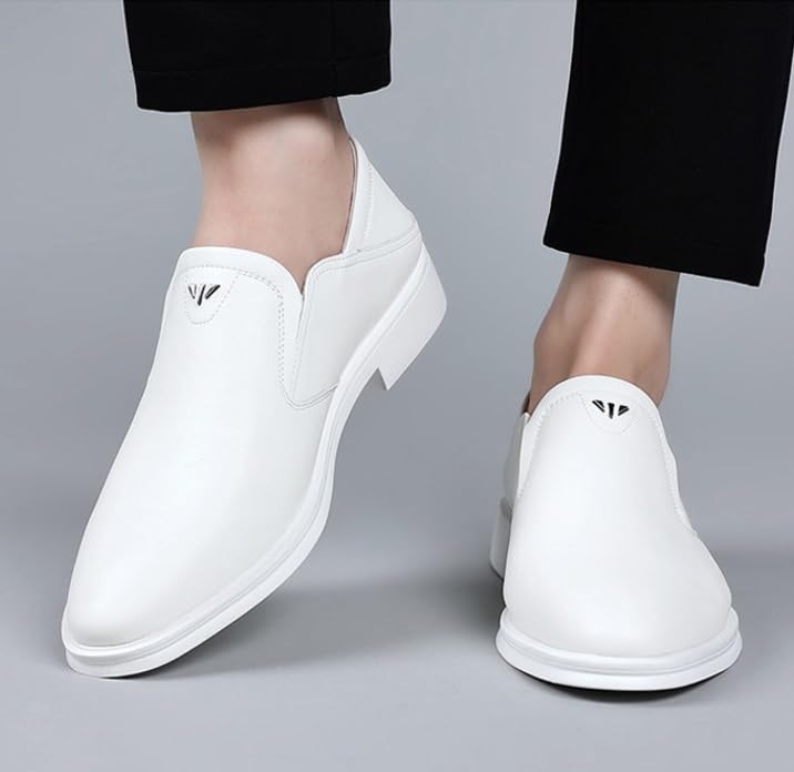 Mens Retro White Oxford Shoes Patent Leather Business Derby Shoes Height Increasing Non-Slip Softsole Walking Dress Shoes for Men4