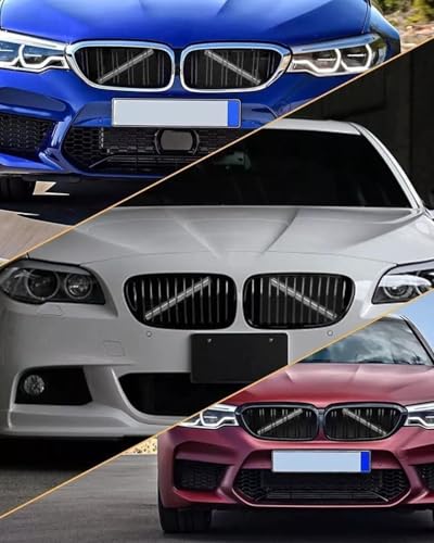 Image of F30 Front Grille Trim, M-Sport V Brace Grille Inserts Stripes Trim Compatible with BMW 3 Series 4 Series F30 F32 320 328i 330 335 428 435 Front Grille Inserts 2pcs (white)