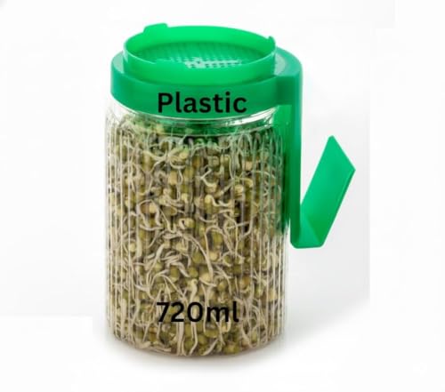 Image of COOLBIT Sprout Maker Plastic Jar 720ml - Wide Mouth Seed Sprouter for Mung Bean, Chana & Lentils | BPA-Free Reusable Sprouting Jar for Kitchen & Microgreens. (Plastic)