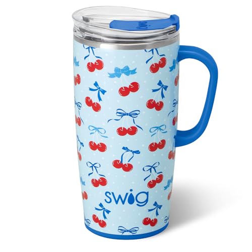 Swig Life 22oz Insulated Travel Mug with Handle & Lid, Cherry Pop