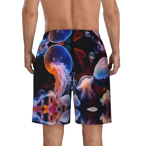 Colorful Jellyfish Print Men's Beach Pants Lightweight Quick-Dry Swim Pants with Mesh Lining for Men4