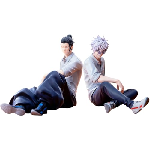 MABAIUDE 2pcs JJK Figure Geto Suguru Figure Gojos Statue 10cm Sitting Pose JJK Anime Figurine Model Handmade Collectible Car Desktop Decor Gifts for Fans