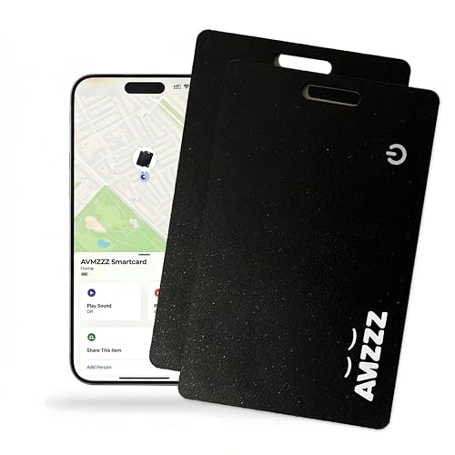 Pack 2 MFi Certified Wallet Tracker Card, Ultra-Slim 0.07in Rechargeable Item Finder, Compatible with Find My App (iOS Only), IP68 Waterproof Bluetooth Tracker Perfect for Wallets, Bags, Passport