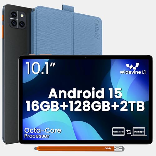 Tablet, 10.1" Android 15 Tablet with A733 Octa-core Processor, 16GB RAM 128GB ROM (Up to 2 TB), 800 x 1280 Resolution, Wi-Fi 6 & Bluetooth 5.4, 6000mAh Battery, Tablets PC with Stand Case & Stylus