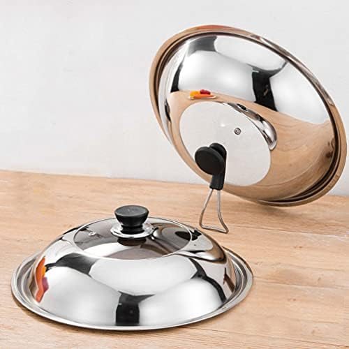 Toyvian Stainless Steel Universal Lid 32cm Pan Lid Cover Frying Pan Cover with Cool Handle Cookware Lids Cooking Dome Cover Glass Pot Lids Replacement