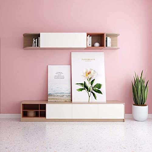 Image of practicalWs Pink Self-Adhesive Wallpaper Film Stick Paper Easy to Apply | Peel and Stick Wallpaper Shelf Liner Table and Door Reform Wall paper