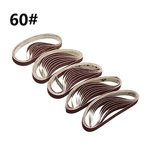 Pas szlifierski 50 szt. Pas szlifierski 15x452mm 60/100/120/240/400/600 Grit do M10 Adapter szlifierki szlifierka narzędzia ścierne(Grit 60)