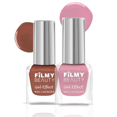 Gel Effect Nail Polish Set of 2 | Glossy Quick-Dry Finish | Long-Lasting & Chip-Resistant Formula (10 ml Each) (Stella (Sugar Fairy, Choco Love))