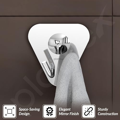 Image of Plantex Pyramid Stainless Steel Robe Hook for Bathroom /Cloth Stand /Towel Hanger /Bathroom Accessories (Chrome) - Pack of 1