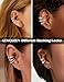GEMQUEEN Silver Plated Ear Cuff Non Piercing Earrings for Women Men - Chunky/Thin Ear Cuffs Earring Non Pierced Ears Clip On Trendy Fake Cartilage Conch Helix Jewelry 9 Pcs Set with 5A CZ