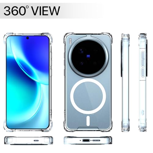 Image of Pikkme Back Cover for Vivo X300 Pro 5G Mag-Safe Shockproof PC + TPU Protective Case Magnetic Support Bumper Case (Transparent Mag-Safe)