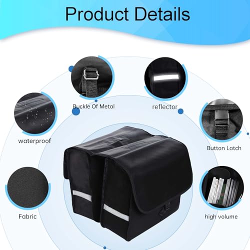 Bike Panniers Rear Rack Bag, 28L Large Capacity Water-repellent Bicycle Saddle Bags, Sturdy and Wearable Bicycle Trunk Bag with Reflective Trim for Grocery Shopping Commuter Long Cycling Trip