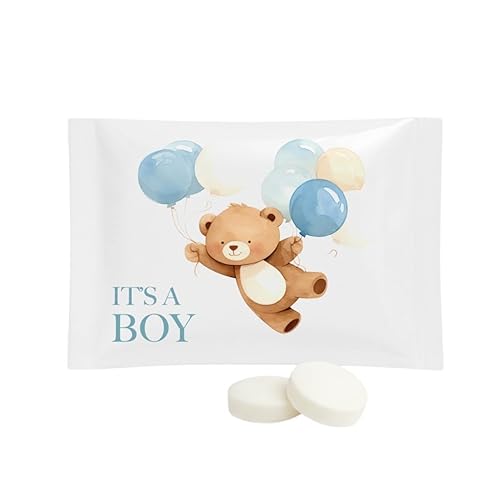 SIMPLY Menta "It's a Boy!", mentas de menta envueltas individualmente, 50 paquetes a granel (2 por paquete), revelación de género, baby shower,