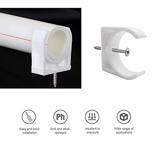 HLIWS PPR Water Pipe Clamps,18 PCS Universal Single Pipe Clip,Push-Fit Fittings,for Garden Irrigation Hose Connector,Screws not Included(Inner Diameter 40mm,White) - Image 3