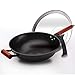Produktbild Küchenkochgeschirr Induktionsherd Universal Stirfry Pot Wok Feines Eisen Unbeschichtete Antihaft-Bratpfanne Mit Helfergriff Haushalt,Haveears-34cm