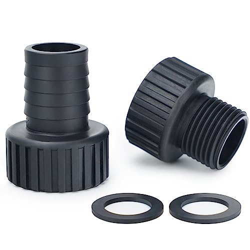 RP-005 Adapter Accessories for Sump Pump Connect Garden Hose 1' Barb to 3/4' NPT Female & 3/4' GHT Male to 1' NPT Female Plastic Connectors with 2 Seal Washers Easy to Use, Black