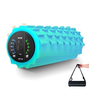Vibrating Foam Roller, Electric Back Muscle Masage Roller for Muscles Deep Tissue, 5-Level Vibration Exercise Roller with Carry Bag, Rechargeable Battery（Black)