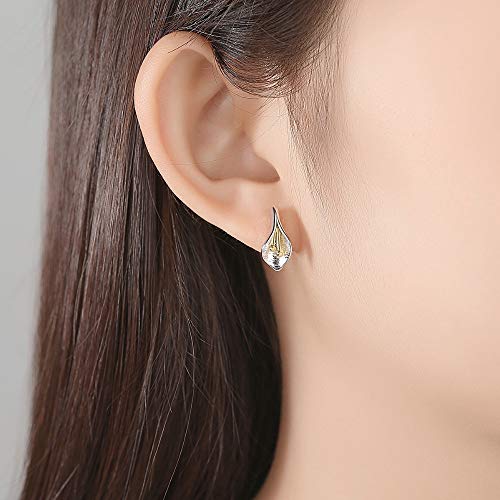 Pendientes de tulipán en plata 925 cepillada y diseño artesanal exclusivo 5