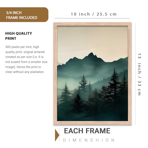 Image of kotart Mountain View Framed Painting | Big Aesthetic Nature Inspired Framed Paintings for Living Room Bedroom Wall Decor Set Of 3 (10X13 inch)