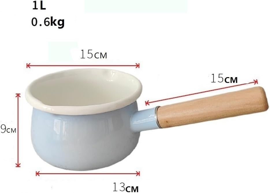Enameled milk pan Enameled pots and pans Multi-purpose enameled milk pan Non-stick surface Easy to clean Multi-purpose enameled pan For boiling cooking Heating soups Milk sauces For home use(BLUE)