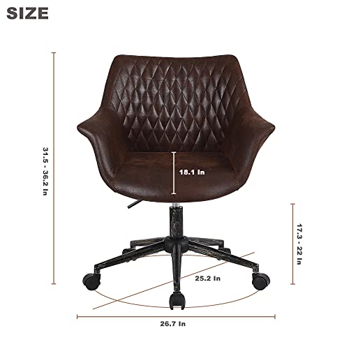 Home Office Desk Chair, Set Of 2 Leather Modern Height Adjustable Task Chair With Armrest, Back And Wheels For Living Room Study Room And Bedroom, Brown #TOP2