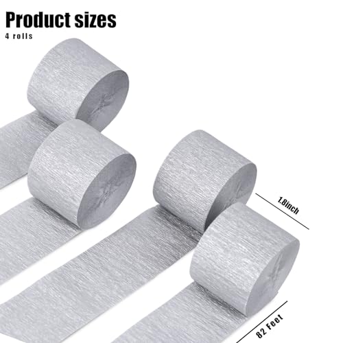 Koogel HKL2723 4 Crepe Paper Rolls, Silver Crinkled Paper Crepe Paper Streamers Party Decorations thumb #2