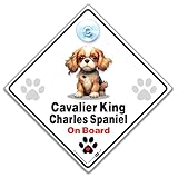 Panneau de voiture Cavalier King Charles Spaniel On Board, panneau de voiture Cavalier King Charles Spaniel, panneau à ventouse 14 cm x 14 cm