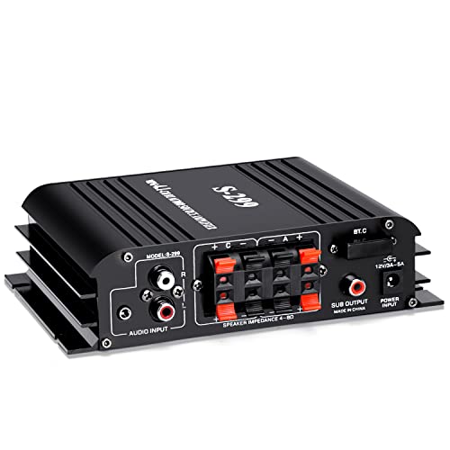 Facmogu S-299 Rms 40Wx4 Bluetooth Power Amplifier With Active Subwoofer Output Max 800W 4.1Ch Subwoofer Amplifier Hi-Fi Integrated Mini Speaker Amp Audio Sub Bass Amp Remote Control & 12V Power Supply #TOP7