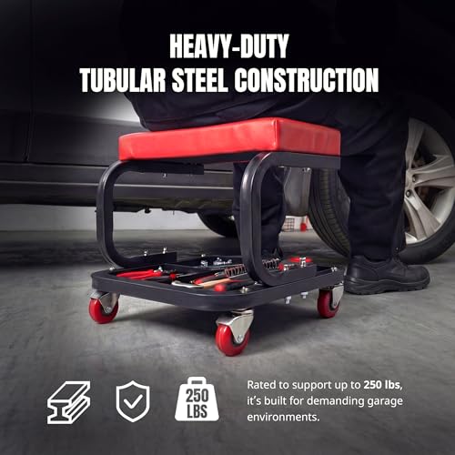 Siège à roulettes MaxWorks pour entretien auto et bricolage au garage