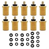 Adaptadores de recarga de gas portátiles para exteriores, con componentes de cobre y goma, para rellenar eficientemente botes de combustible para acampar y senderismo, juego de 10