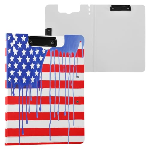 JUMBEAR Portapapeles de bandera americana A4 con clips dobles, tablero plegable con tapa, organizador personal ligero adecuado para hospitales, oficinas, escuelas, negocios, suministros de aula