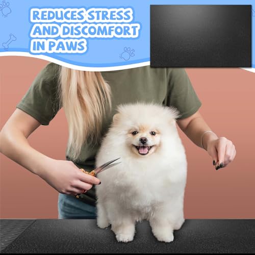 Nuanchu Dog Grooming Table Mat Pad, Non Slip Black Foam PVC Surface, 35.43 x 23.62 Inch, Ideal for Home Pet Grooming, Easy to Clean and Durable Pet Table Mat for Home Use