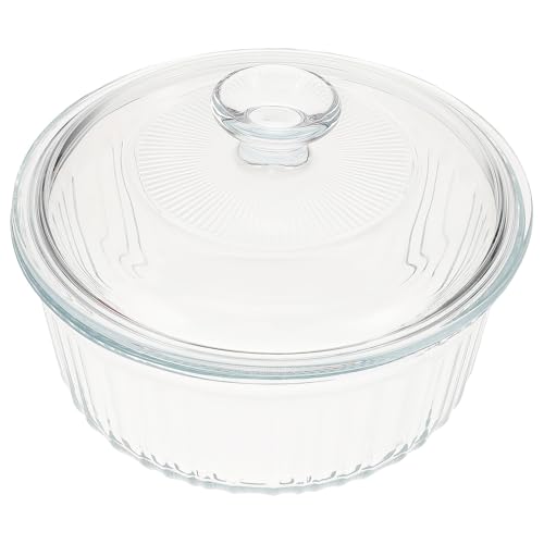 Homoyoyo Cazuela de Vidrio Redonda con Tapa Hermética para Horno y Estufa Resistente Altas Temperaturas Fácil de Limpiar y Transparente para Cocinar y Servir