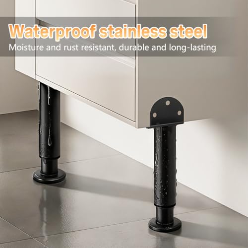 Image of Serplex 4PCS Metal Adjustable Furniture Legs 7.1-11.8 inch, with L-Shaped Pre-drilled Mounting Plate & Screws Heavy Duty Furniture Replacement Legs for Chair /Bed /Sofa /Cabinet /Couch /Dresser /Bed /Table