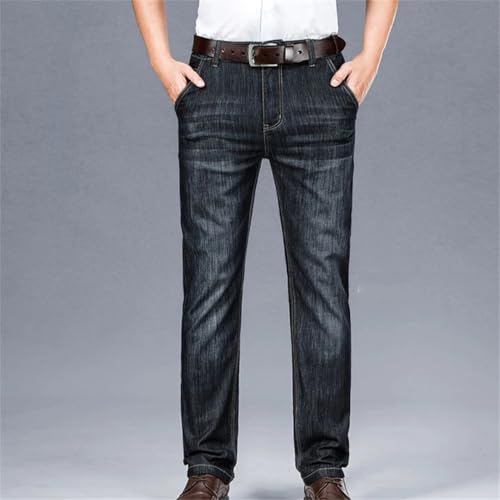 Men's Straight Fit Denim Jeans Classic Business Casual Long Trousers with Pockets4