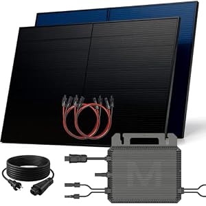 SUNNIVA® 1000W Balkonkraftwerk BIFAZIAL FULLBLACK komplett Steckdose MARSTEK 800W Wechselrichter, PV Solaranlage, 2x 500W Glas Solarmodule, inkl. 5m Kabel, Bluetooth WIFI, Komplettset