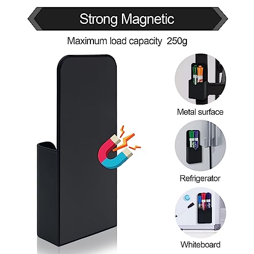 VieFantaisie 2 PCS Magnetic Pen Holder, Magnetic Dry Erase Marker Holder, Magnetic Marker Pencil Holder for Fridge, Whiteboard Marker Holder for School, Office, Home, Magnetic Marker Organizer, Black - Thumbnail 3
