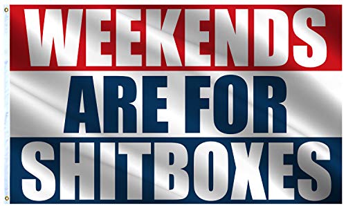 VAFLAG Weekends are for Shitboxes Flag Shitbox Racing Flag 3x5 Ft - Nelk Poster Vivid Color - Cool Outdoor Indoor Banner College Dorm Room,Garage,Man Cave,Tailgates and Parties Wall Landscape Tapestry