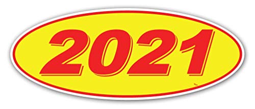 Image of Oval Model Year Window Stickers (Red Numbers on Yellow) (12 Per Pack) (2021)